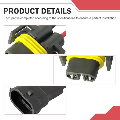4 PCS H8 H11 Pigtail Socket Wiring Harness, 12V Waterproof Male & Female Pigtail Socket Adapter Connector for Fog Lights (Multicolored) in Saudi Arabia