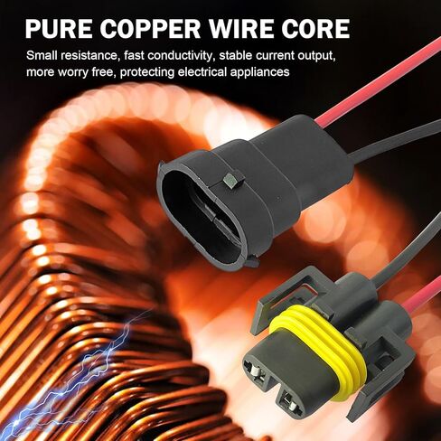 4 PCS H8 H11 Pigtail Socket Wiring Harness, 12V Waterproof Male & Female Pigtail Socket Adapter Connector for Fog Lights (Multicolored) in Saudi Arabia