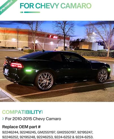 Green Side Marker Light Compatible for 5th Gen Chevy Camaro 2010 2011 2012 2013 2014 2015, Front Rear Dual Rows Driver & Passenger Side Bumper Lights, LED Smoked Len 4PCS in Saudi Arabia