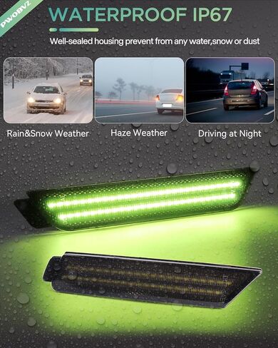 Green Side Marker Light Compatible for 5th Gen Chevy Camaro 2010 2011 2012 2013 2014 2015, Front Rear Dual Rows Driver & Passenger Side Bumper Lights, LED Smoked Len 4PCS in Saudi Arabia