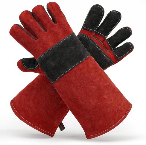 Grill Armor Welding Gloves – 16inch 932℉ - Leather Forge/Mig/Stick – Heat/Fire Resistant Gloves, Mitts/Pot Holders For Oven, Grill, BBQ, Furnace, Stove, Fireplace, Tig Welder, Animal Handling Glove in Saudi Arabia