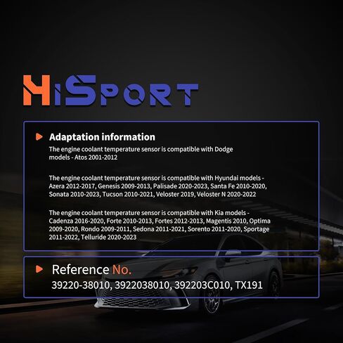 HiSport 39220-38010 Engine Coolant Temperature Sensor - Compatible with Dodge Hyundai Kia Replaces 3922038010 in Saudi Arabia