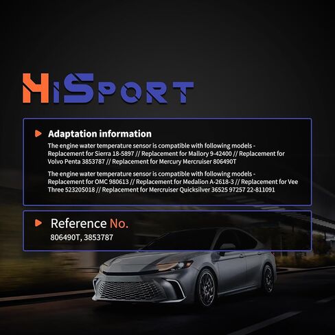 HiSport 3/8 بوصة - مستشعر درجة حرارة الماء للمحرك 18 NPT - متوافق مع Mercruiser OMC فولفو Penta يستبدل 806490T 3853787 in Saudi Arabia