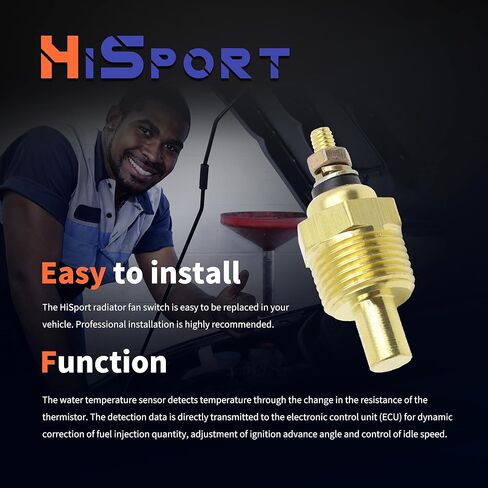 HiSport 3/8 بوصة - مستشعر درجة حرارة الماء للمحرك 18 NPT - متوافق مع Mercruiser OMC فولفو Penta يستبدل 806490T 3853787 in Saudi Arabia