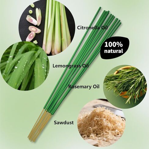 Mosquito Repellent Outdoor Patio: 120 PCS Natural Mosquito Incense Sticks, Natural Ingredients Citronella Oil Mosquito Repellent Summer Essential for Yard Camping Hiking Outdoor, Safe Home Essential in Saudi Arabia