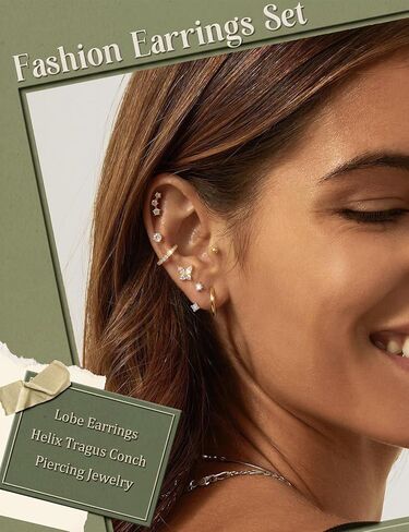 Tungary Small Stud Hoop Earrings for Women 14K Gold Plated Hypoallergenic Surgical Stainless Steel Earrings Stack Sets Silver Studs Huggie Hoops Cartilage Earring for Multiple Piercing Jewelry in Saudi Arabia