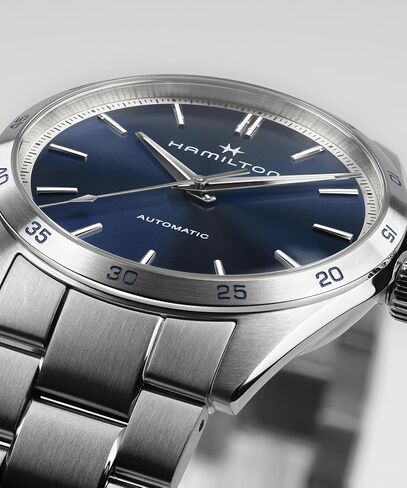Hamilton Jazzmaster Performer Automatic Men's Watch, 38mm Stainless Steel Case, Swiss Made, Blue Dial Analog Wrist Watch, 100m Waterproof, Sapphire Crystal, 3-Hand Movement, Stainless Steel Strap in Saudi Arabia
