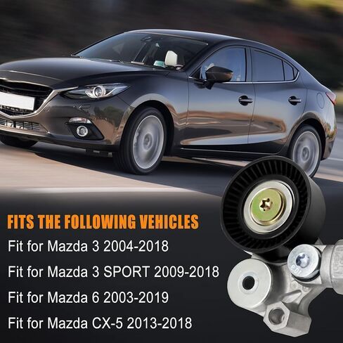 مجموعة شداد الحزام مع بكرة مناسبة لـ 2004-2024 Mazda 3 2013-2024 CX-5 CX-50 2003-2019 Mazda 6 2016-2022 Mx-5 Miata 2016-2023 CX-9 2016-2021 CX-3 2022-2024 CX-30 2.0L 2.5L استبدال PE7W-15-980 in Saudi Arabia
