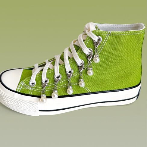 6 قطع من حليات الدانتيل الفضية للأحذية الرياضية - مشبك إكسسوارات DIY من Star Pearl Punk للفتيات والنساء وحقائب الأحذية القماشية in Saudi Arabia