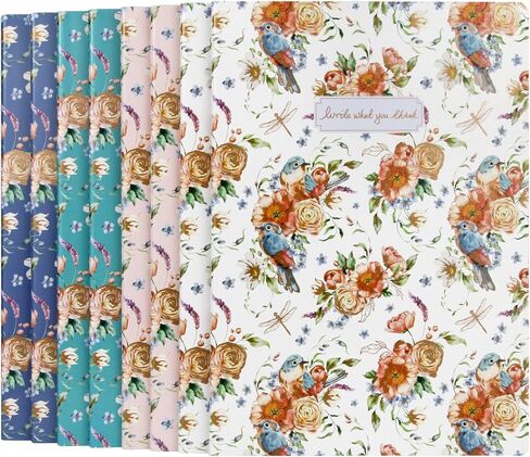 دفاتر ملاحظات يومية بغطاء ناعم 8 عبوات مقاس A5 دفتر يوميات كتابة مسطرة للكلية مقاس 5 × 8.25 بوصة 96 صفحة لكتابة دفاتر يوميات العمل والسفر والمدرسة والأعمال اليومية مقاس A5 (نمط القهوة) in Kuwait