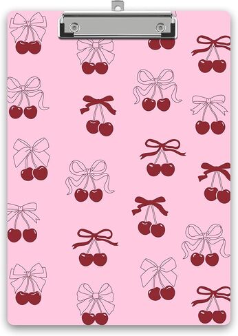 Pink Bow Clipboard, Cherry Wooden Clipboard with Low Profile Metal Clip, Preppy Clip Boards Gifts for Doctors Nurses Teachers Students Women Kids, Office School Supplies 9 x 12.5 in -A25 in Saudi Arabia