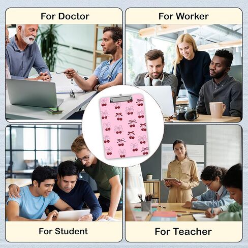 Pink Bow Clipboard, Cherry Wooden Clipboard with Low Profile Metal Clip, Preppy Clip Boards Gifts for Doctors Nurses Teachers Students Women Kids, Office School Supplies 9 x 12.5 in -A25 in Saudi Arabia