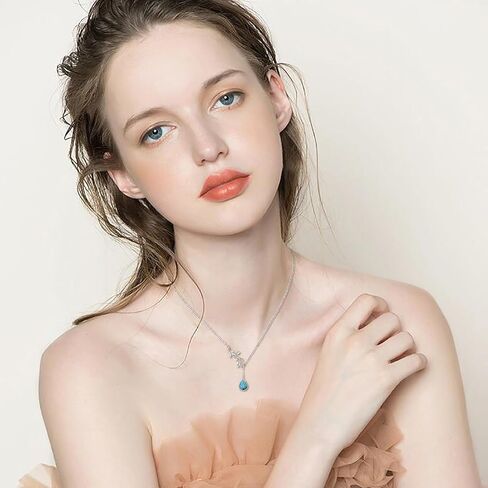 S925 Sterling Silver Long Y Leaf Adjustable Necklaces Turquoise Jewelry Gift for Women in Saudi Arabia