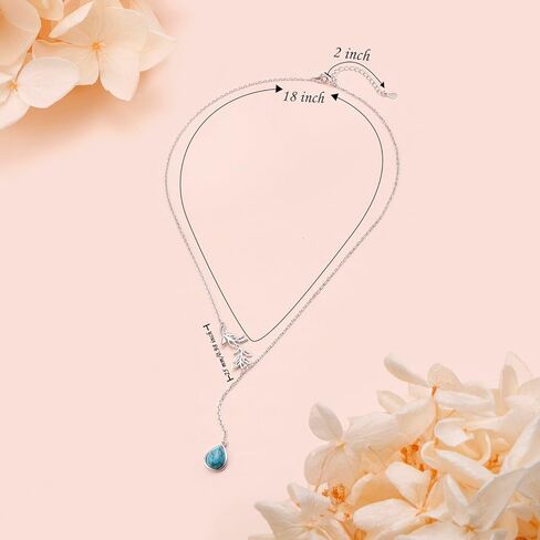 S925 Sterling Silver Long Y Leaf Adjustable Necklaces Turquoise Jewelry Gift for Women in Saudi Arabia