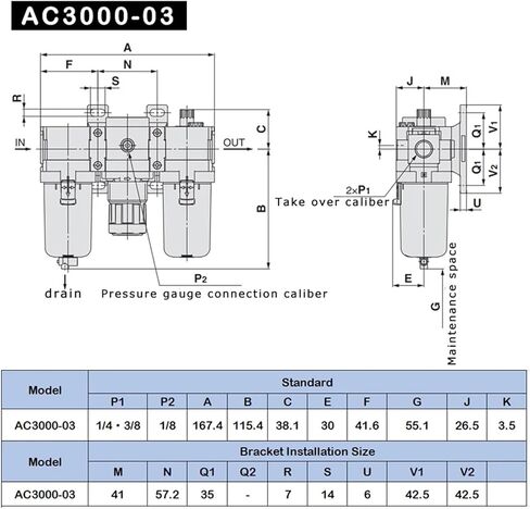 AC2000-02 AC3000-03 AC4000-04 منظم معالج الهواء الهواء صمام تنفيس مرشح الضاغط قطع سانليان فاصل الزيت (AC5000-10، مرشح النحاس) in Kuwait