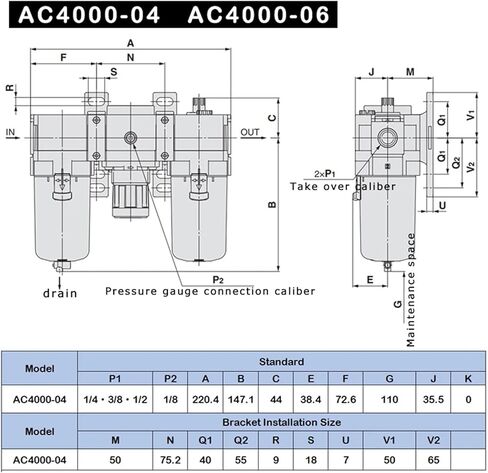 AC2000-02 AC3000-03 AC4000-04 منظم معالج الهواء الهواء صمام تنفيس مرشح الضاغط قطع سانليان فاصل الزيت (AC5000-10، مرشح النحاس) in Kuwait