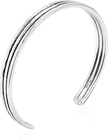 سوار JEAN RACHEL JEWELRY للرجال مصنوع من الفضة الإسترلينية عيار 925 مضلع - سوار ذو ملمس ريفي - لمسة نهائية مؤكسدة جريئة (مقاس 7) in Saudi Arabia