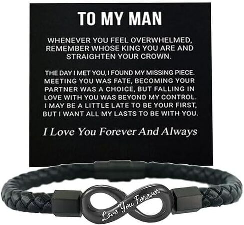 To My Man Leather Bracelet,Stainless Steel Valentine's Day Birthday Christmas Anniversary Fathers Gift Jewelrys for Your Boyfriend Or Husband in Kuwait