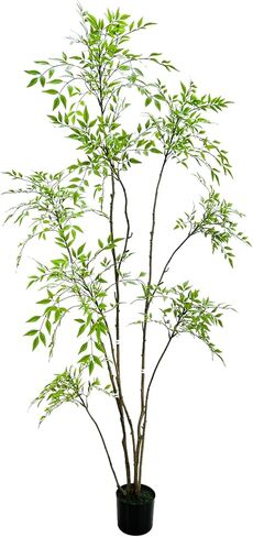 6FT Artificial Nandina Domestica Tree, Potted Faux Greenery with Realistic Trunk & Natural Stems, Indoor Decorative Fake Plant for Home & Office in Saudi Arabia