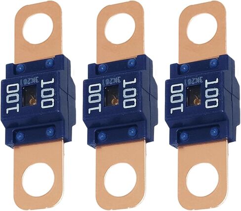 3 قطع AMI/Midi Fuse، 100A High Current Fuses، النحاس مطلي بمسامير صغيرة على الصمامات، Universal Fork Bolt Type Battery Fuse للسيارات والشاحنات ومركبات البناء وعربة الجولف الكهربائية (100A) in Kuwait