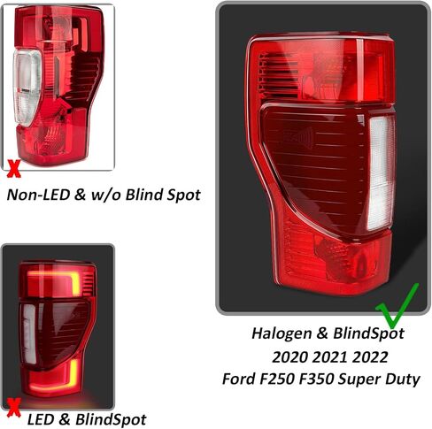ضوء الفرامل الخلفية للجانب الأيمن للراكب متوافق مع 2020-2021 Ford F250 F350 Super Duty # LC3Z13404A، LC3Z13404D، الضوء الخلفي مع نقطة عمياء غير LED، السائق والركاب in Saudi Arabia