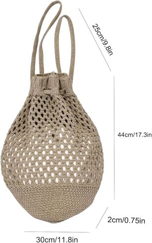 ENBEI Small Crochet drawstring Backpack Handmade crochet Purse for Beach,Travel, Beach Bag for Women,Lightweight Mesh Bag (khaki) in Kuwait