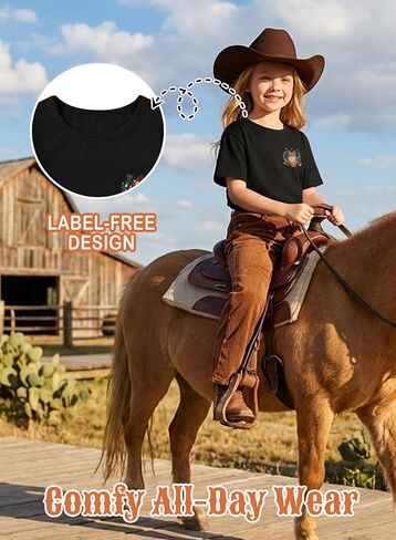Girls Cowgirl Western Shirts - Kids Rodeo Horse Short Sleeve Graphic Country Soul Wild Spirit Floral Summer Tops in Saudi Arabia
