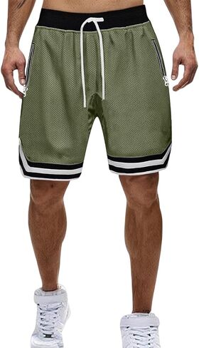 Mens Mesh Basketball Shorts with Zip Pockets Running Athletic Gym Workout Short Pants Breathable Quick Dry Loose Pant in Saudi Arabia