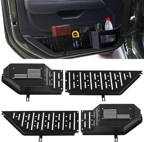 2 قطعة منظم جيب معدني للباب الأمامي متوافق مع صندوق تخزين 2018-2026 Jeep Wrangler JL JLU 4XE، 2020-2026 Gladiator JT (غير مناسب لمقاعد الطاقة) in Kuwait
