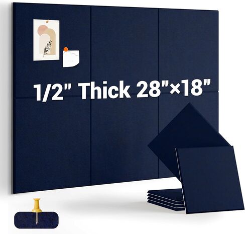 لوح فلين سميك 1/2 بوصة للمكتب، 6 عبوات من بلاط الحائط - 28 بوصة × 18 بوصة مع علامات لاصقة آمنة، لوحة إعلانات كبيرة، جدار منظم للوحة الدفع - بيج in Kuwait