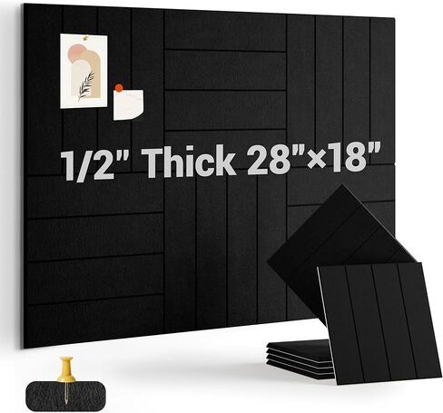 1/2" Thick Cork Board for Office, 6 Pack Felt Wall Tiles -28"x18" with Safe Adhesive Tabs, Large Bulletin Board, Push Pin Board Organizer Wall - Beige in Saudi Arabia