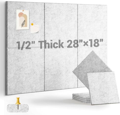 1/2" Thick Cork Board for Office, 6 Pack Felt Wall Tiles -28"x18" with Safe Adhesive Tabs, Large Bulletin Board, Push Pin Board Organizer Wall - Beige in Saudi Arabia