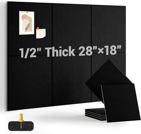 1/2" Thick Cork Board for Office, 6 Pack Felt Wall Tiles -28"x18" with Safe Adhesive Tabs, Large Bulletin Board, Push Pin Board Organizer Wall - Beige in Saudi Arabia