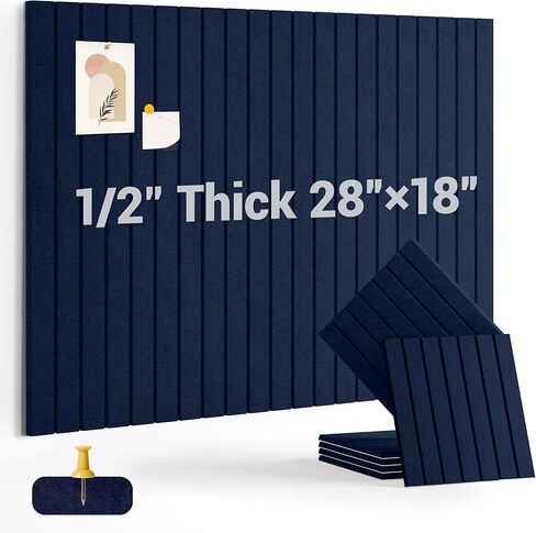 1/2" Thick Cork Board for Office, 6 Pack Felt Wall Tiles -28"x18" with Safe Adhesive Tabs, Large Bulletin Board, Push Pin Board Organizer Wall - Beige in Saudi Arabia