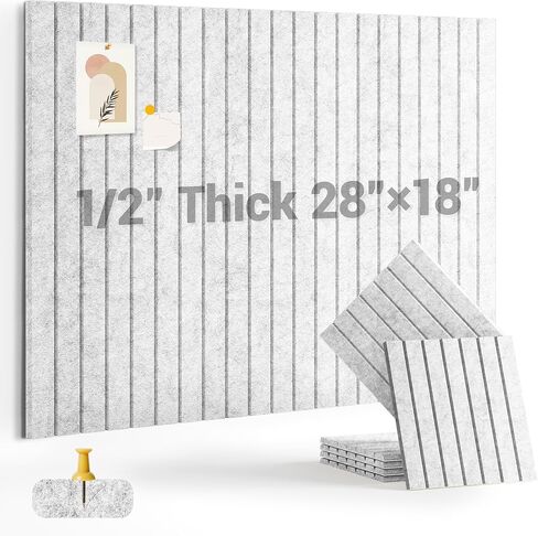 1/2" Thick Cork Board for Office, 6 Pack Felt Wall Tiles -28"x18" with Safe Adhesive Tabs, Large Bulletin Board, Push Pin Board Organizer Wall - Beige in Saudi Arabia
