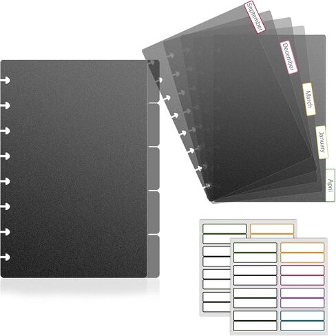 12 Tab Junior Size Discbound Dividers, 5.5 * 8.5 Inch Disc Bound Planner Supplies, Plastic Blank Index Divider for Discbound Notebooks Office Meeting College (12 Sheets, Transparent) in Saudi Arabia