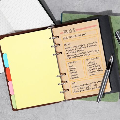 4 Sets A5 Horizontal Binder Divider Index Page Tab Cards 6 Holes Insertable Plastic Index Divider Sheets for Binders Notebooks Travel Diary Journal Personal Planner Binder Dividers in Saudi Arabia