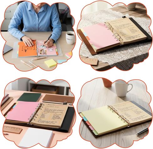 4 Sets A5 Horizontal Binder Divider Index Page Tab Cards 6 Holes Insertable Plastic Index Divider Sheets for Binders Notebooks Travel Diary Journal Personal Planner Binder Dividers in Saudi Arabia