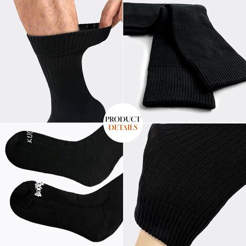 Men's Thermal Hiking Socks 3 & 5-Pack - Striped Crew Socks with Cushioned Foot, Seamless Toe for Warmth & Breathability (3, 3 Black) in Saudi Arabia