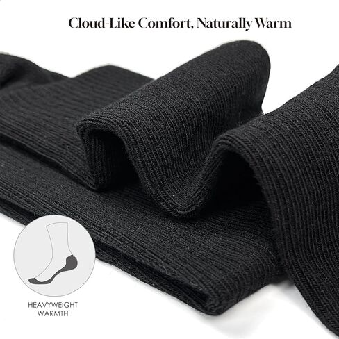 Men's Thermal Hiking Socks 3 & 5-Pack - Striped Crew Socks with Cushioned Foot, Seamless Toe for Warmth & Breathability (3, 3 Black) in Saudi Arabia