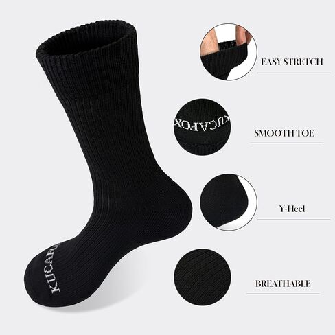 Men's Thermal Hiking Socks 3 & 5-Pack - Striped Crew Socks with Cushioned Foot, Seamless Toe for Warmth & Breathability (3, 3 Black) in Saudi Arabia