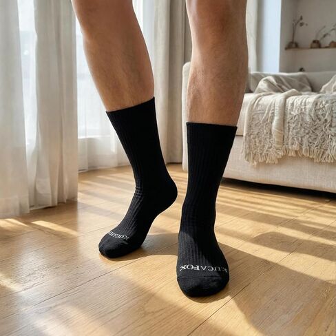 Men's Thermal Hiking Socks 3 & 5-Pack - Striped Crew Socks with Cushioned Foot, Seamless Toe for Warmth & Breathability (3, 3 Black) in Saudi Arabia