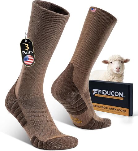 Merino Wool Work Boot Socks for Men Warm Cushioned Crew Socks Moisture-Wicking for Heavy Duty Long Shifts in Saudi Arabia