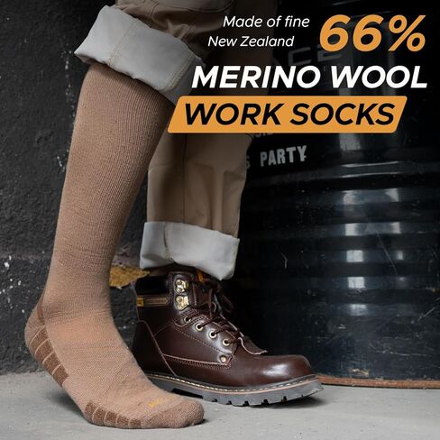 Merino Wool Work Boot Socks for Men Warm Cushioned Crew Socks Moisture-Wicking for Heavy Duty Long Shifts in Saudi Arabia