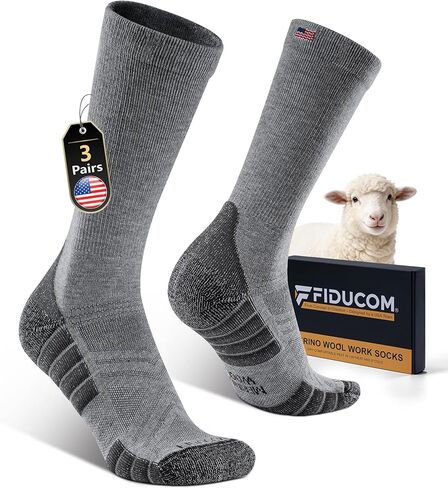 Merino Wool Work Boot Socks for Men Warm Cushioned Crew Socks Moisture-Wicking for Heavy Duty Long Shifts in Saudi Arabia