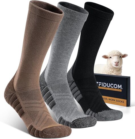Merino Wool Work Boot Socks for Men Warm Cushioned Crew Socks Moisture-Wicking for Heavy Duty Long Shifts in Saudi Arabia