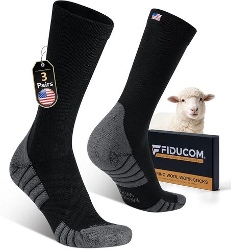 Merino Wool Work Boot Socks for Men Warm Cushioned Crew Socks Moisture-Wicking for Heavy Duty Long Shifts in Saudi Arabia