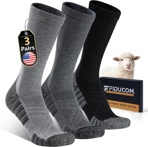 Merino Wool Work Boot Socks for Men Warm Cushioned Crew Socks Moisture-Wicking for Heavy Duty Long Shifts in Saudi Arabia