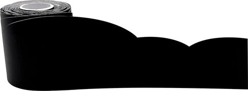 حواف ملفوفة على شكل سكالوب سوداء فاخرة من المعلم - 50 قدمًا - تزيين لوحات الإعلانات والجدران والمكاتب والنوافذ والأبواب والخزائن والمدارس والفصول الدراسية والمدرسة المنزلية والمكاتب in Kuwait