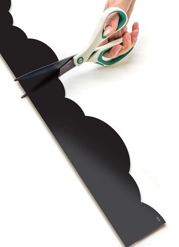 حواف ملفوفة على شكل سكالوب سوداء فاخرة من المعلم - 50 قدمًا - تزيين لوحات الإعلانات والجدران والمكاتب والنوافذ والأبواب والخزائن والمدارس والفصول الدراسية والمدرسة المنزلية والمكاتب in Kuwait